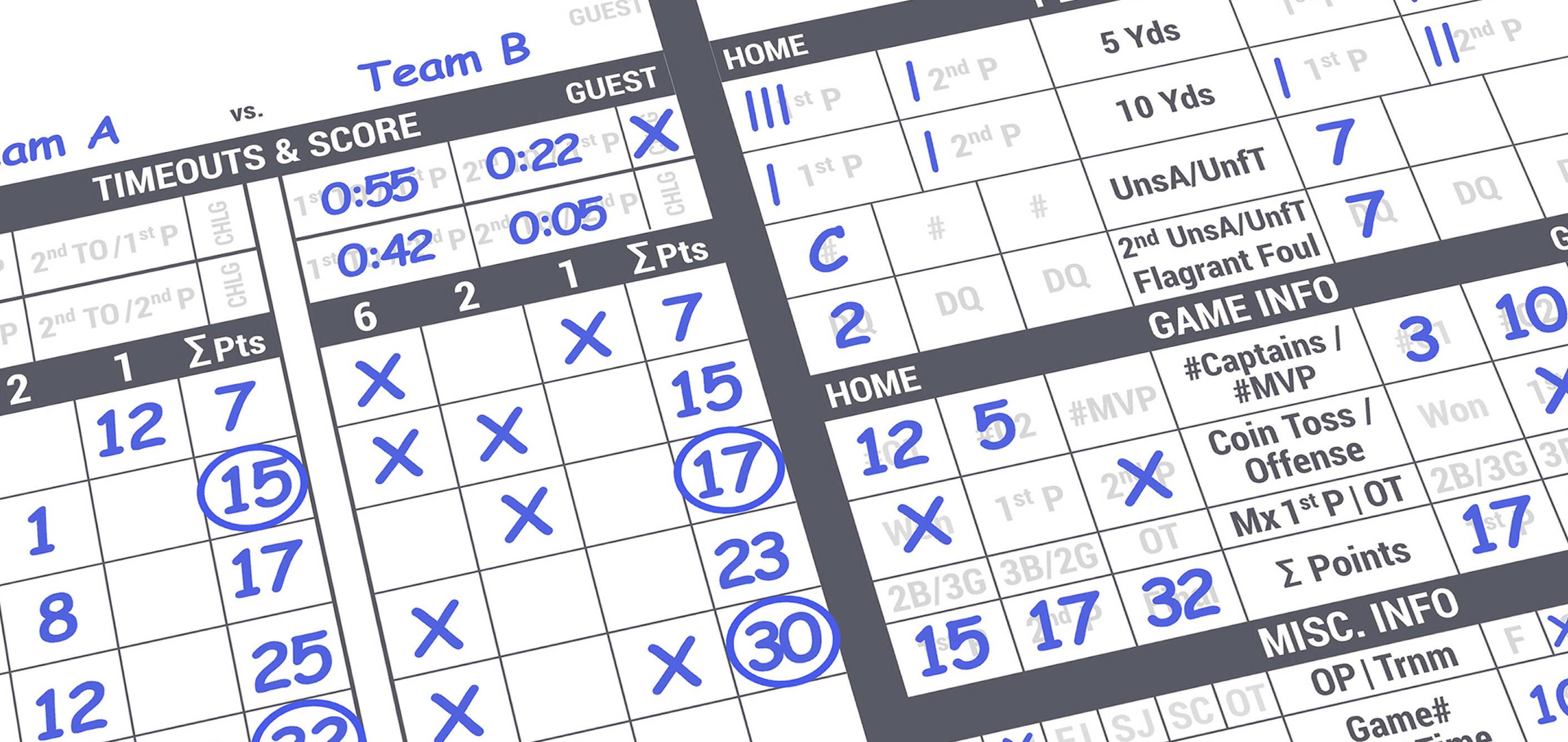 Flag Football Game Card | ©FlagFootball.Rocks!